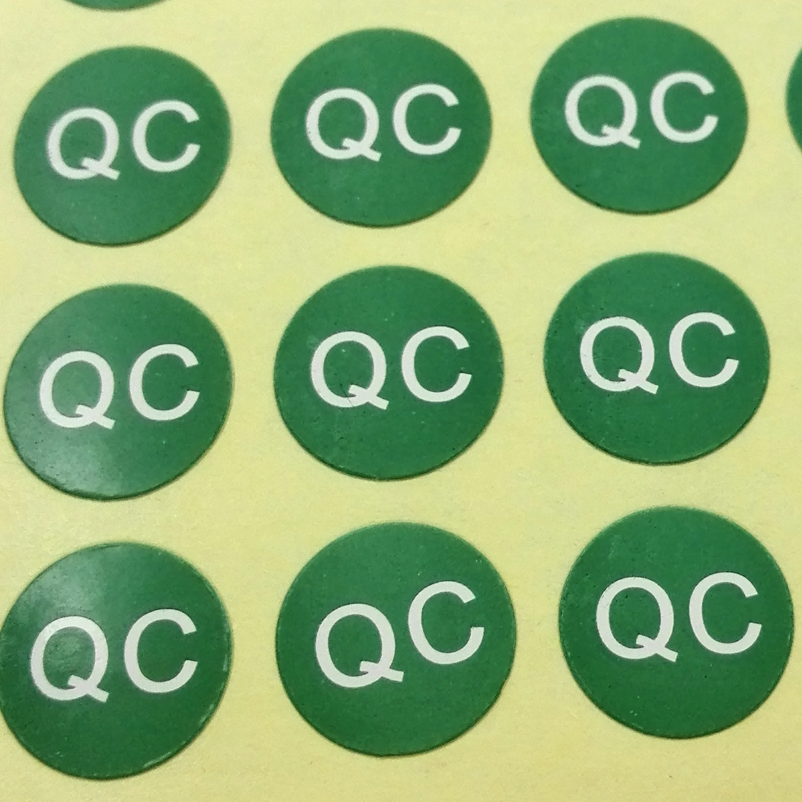 4000pcs/lot 10mm QC Self-adhesive paper label sticker for quality control, green color, Item No.FA06