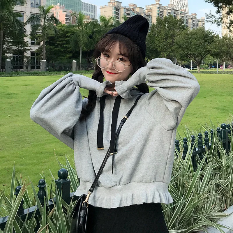 

Осенние толстовки, женская одежда, в Корейском стиле, новые, одинаковые, легкие, с капюшоном