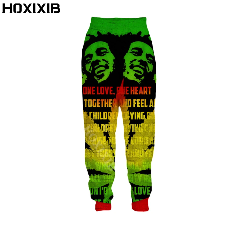 HOXIXIB 3D Print Reggae Music Singer Bob Marley Pants Men Women Trousers Fashion Trend Hip Hop Dirty Braid Hippie Loose Clothing