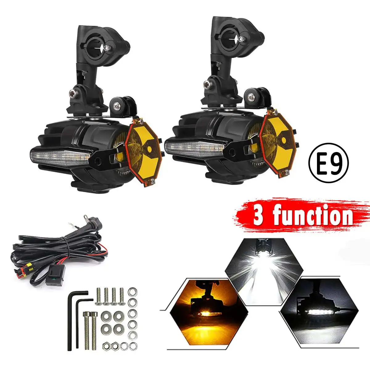 Белый Янтарный боковой свет мотоцикл светодиодный сигнальный фонарь