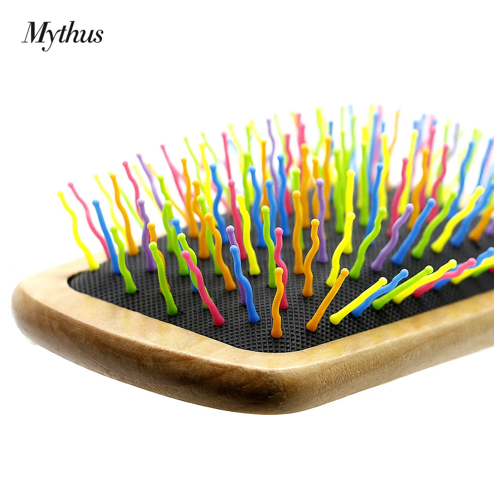 Новый дизайн радужная расческа для волос деревянная Массажная щетка волос|design