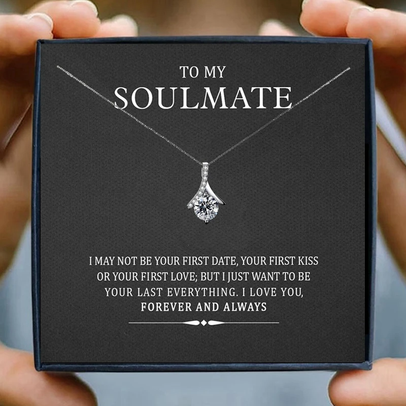 

Gift for Wife Necklace Husband Fashion Crystal Necklace Femal Soulmate Pendant Necklaces Girl Jewelry Christmas Birthday Gifts