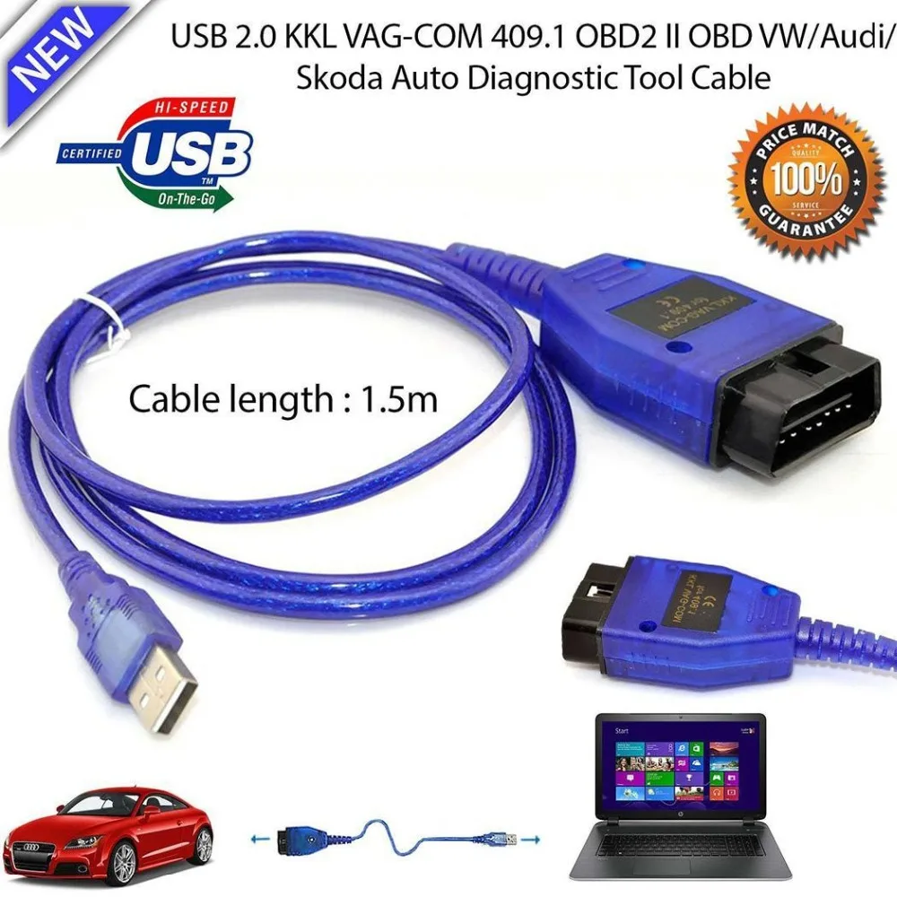 VAG COM 409 1 Vag Com 409Com Kkl OBD2 диагностический кабель USB сканер сканирующий инструмент