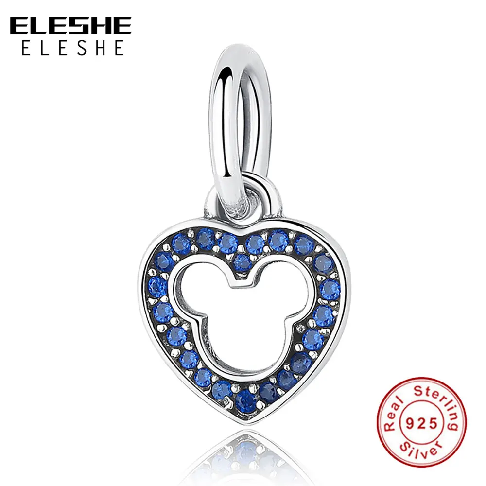925 стерлингового серебра любящее сердце Форма подвеска с Минни Шарм Браслет Fit &