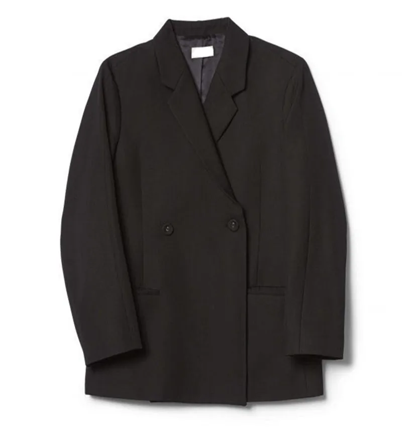 

Women Suit 2021 Loose Wool Blazer Female Blue / Black