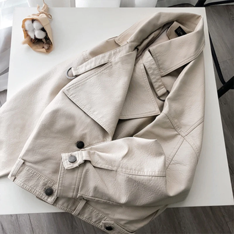 Fitaylor осенняя куртка из искусственной кожи с отложным воротником женские