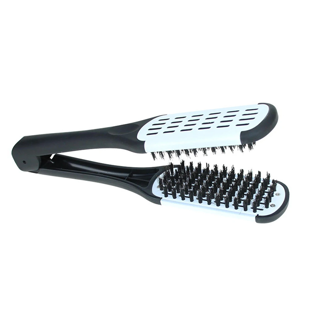 

V Shape Hairdressing Straightener Nylon Hair Brushes Clamp Not Hurt Styling Double Comb Home Diy Tools