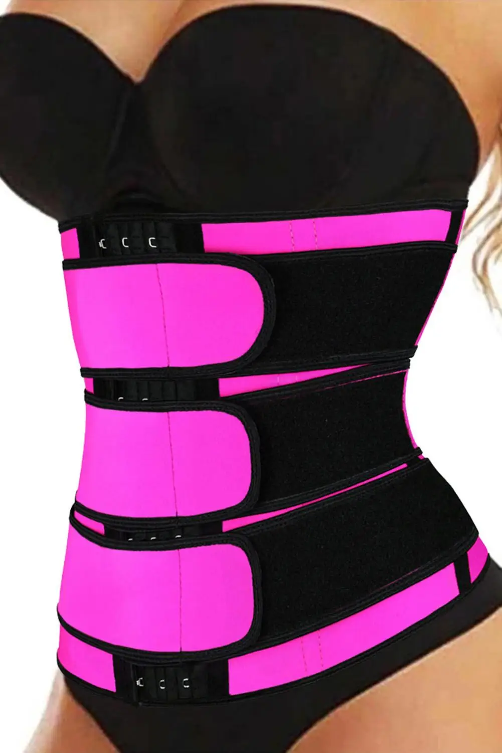 Розовый 9 стальных костей неопреновый пояс для талии тренировочный с крючком
