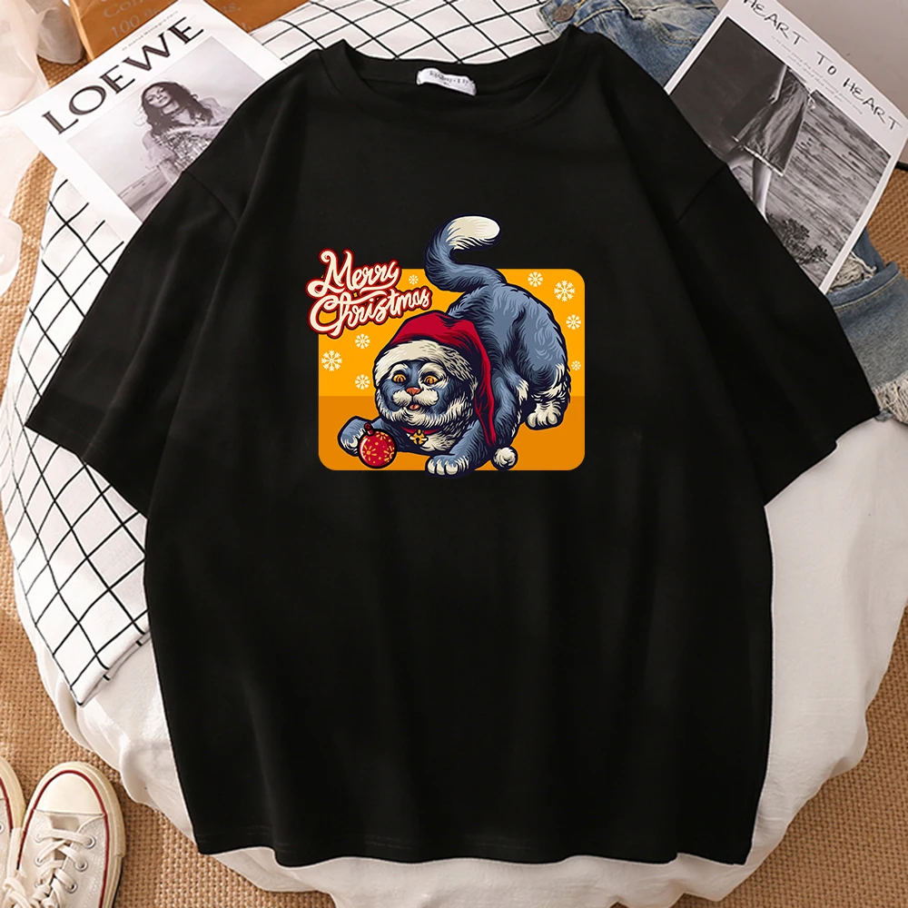 

Merry Christmas Poodle Printing Man's T Shirts Crewneck Breathable T-Shirts Summer Vintage Clothing Oversized Loose T-Shirt Men
