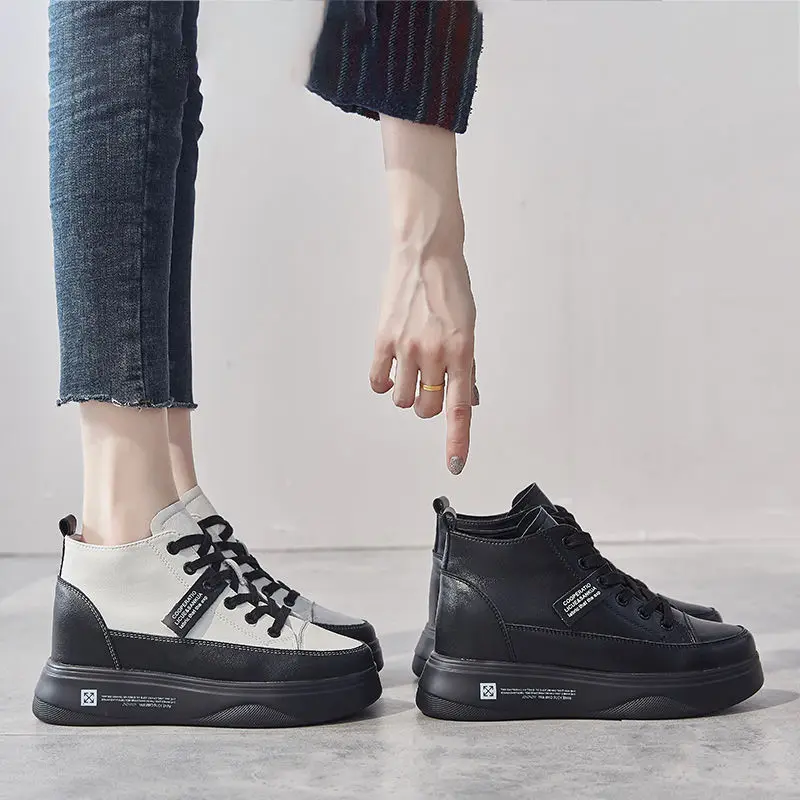 

Natascha Women Flats Spring 2020 New Casual Single Shoes Sneakers Shoes Increases 6cm Round Toe Cross-tied Women Shoes Lace-up