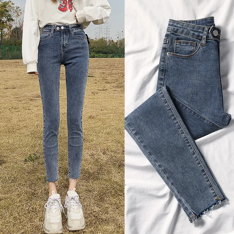 

Модные женские повседневные Стрейчевые лосины из джинсовой ткани Джеггинсы узкие брюки тонкие обтягивающие леггинсы джинсы женская одежд...