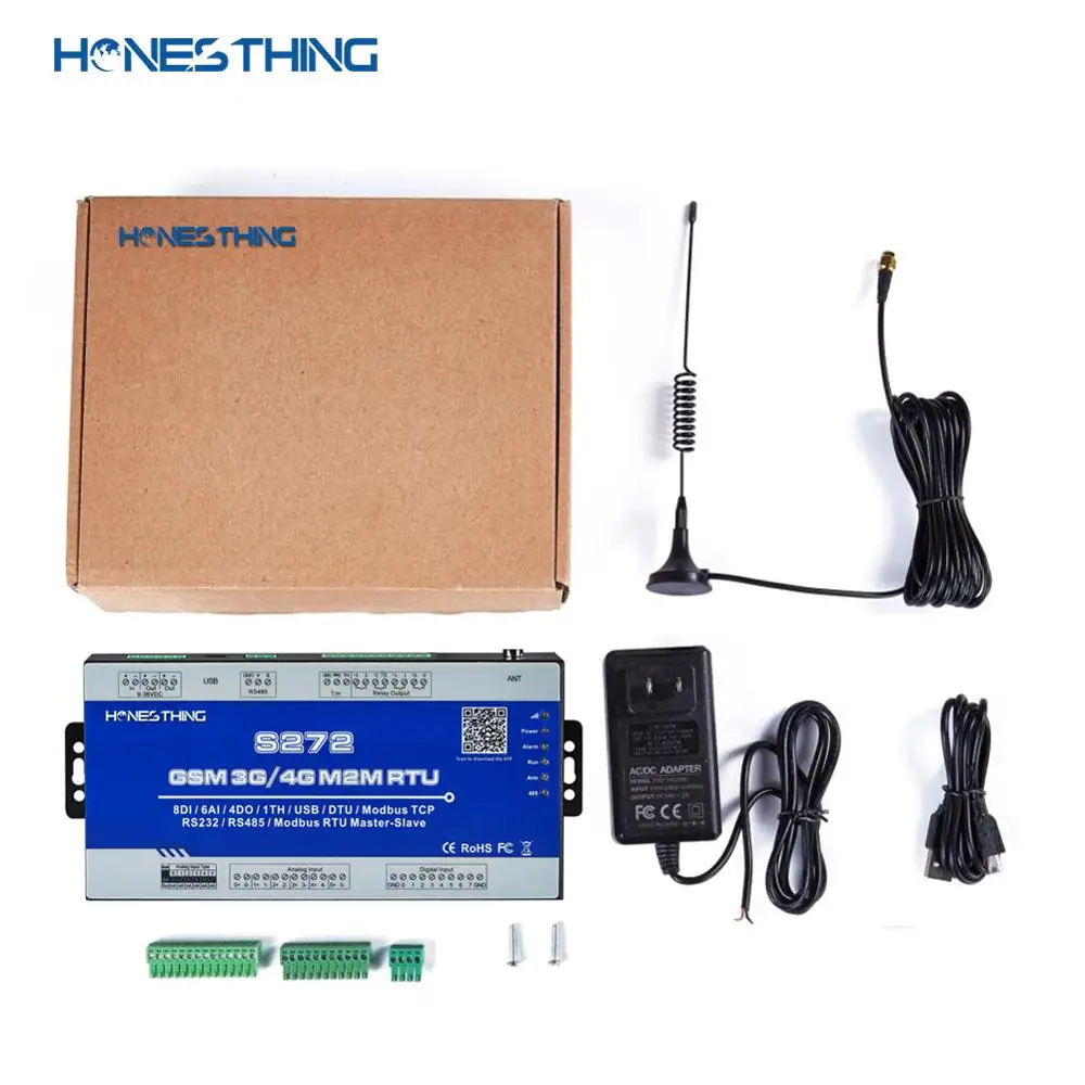 HonesThing GSM SMS 3G 4G IoT RTU Modbus шлюз 8DI 6AI 4DO RS485 контроль данных в реальном времени