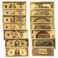 7pcs 100502010521 dollar fake money prop usa banknotes bills gold plated replica currency april fools day kidding gift