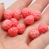 wholesale hot sale red coral strawberry shaped loose beads handmade crafts diy necklace bracelet earrings jewelry gift making
