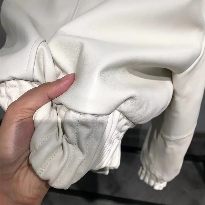 2022 natural lady leather jacket 100% real sheep leather garment