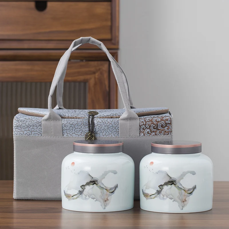 

Chinese Ceramic Tea Caddies Box Gift Handmade Seal Accessories Coffee Sugar Storage Jars Tea Caddies Lid Theedoos Teaware DG50TC