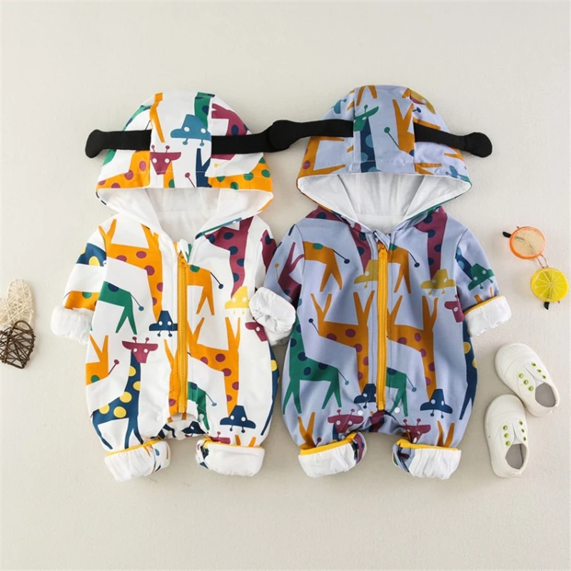 Детский зимний комбинезон с капюшоном и жирафом | Мать ребенок