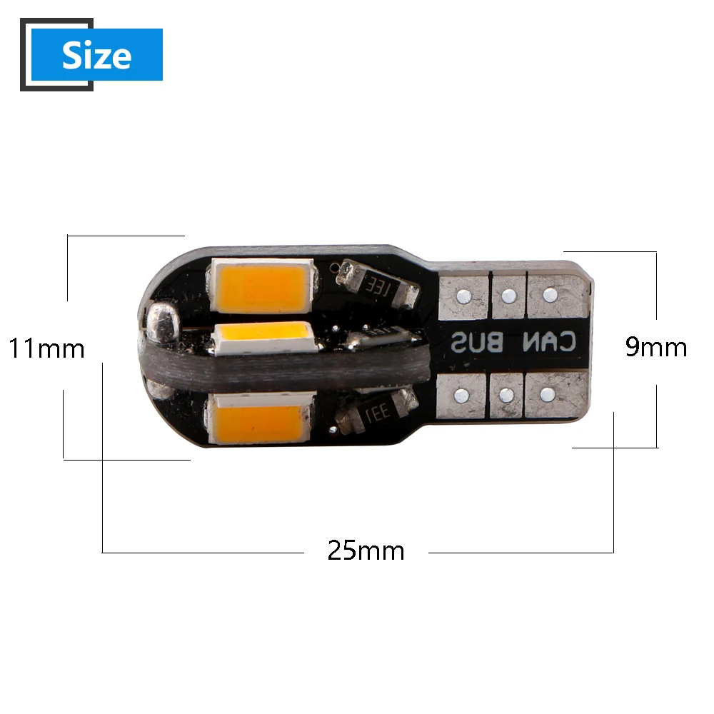 20 шт. 12 В T10 Canbus 5730 8 SMD светодиодный индикатор прибор для чтения светильник белый