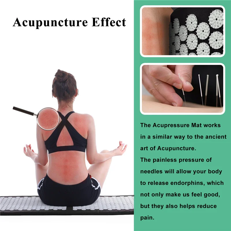 Коврик для йоги и акупрессуры 125x43 см толстый подушка снятия боли в шее спине