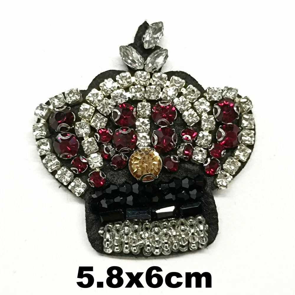 

Apparel embroidery beaded crown embroideried patches for clothing AM-3297