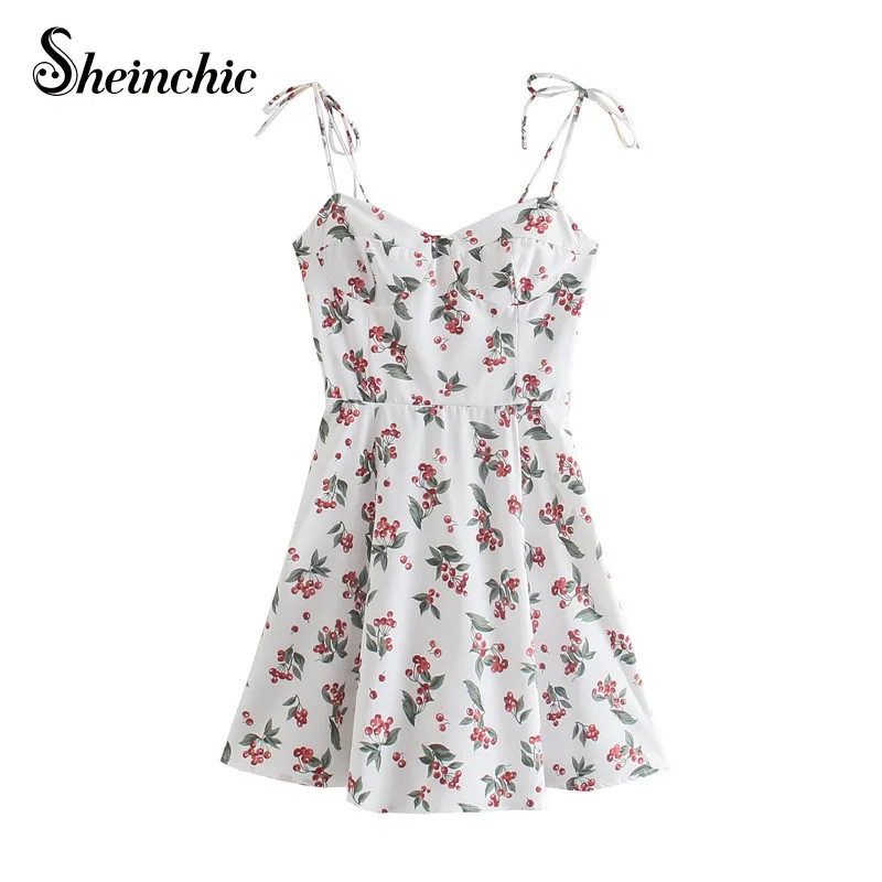 

Summer Sexy Spaghetti Strap Beach Dress 2021 Casual Elegant Floral Printed Mini Dresses for Women Boho Robe Femme
