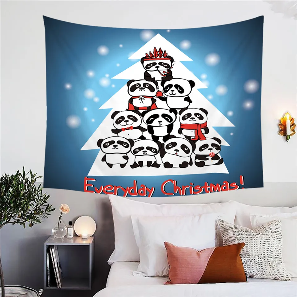 HM Life гобелен Рождественская елка Синий мультфильм панда принт декоративный