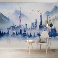 custom mural wall paper simple abstract ink architectural art personality living room backg 3d wall murals wallpaper living room