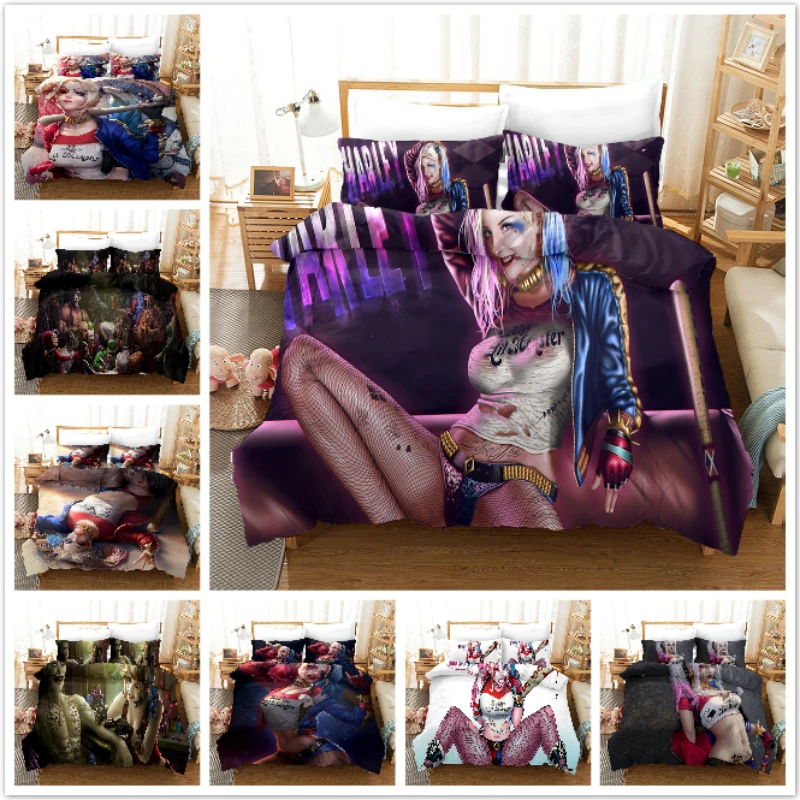 

Duvet Cover 3D Sexy clown, suicide team, stockings and leggings goddess Bedding Sets King Queen full Twin Size 2/3pcs PillowCase