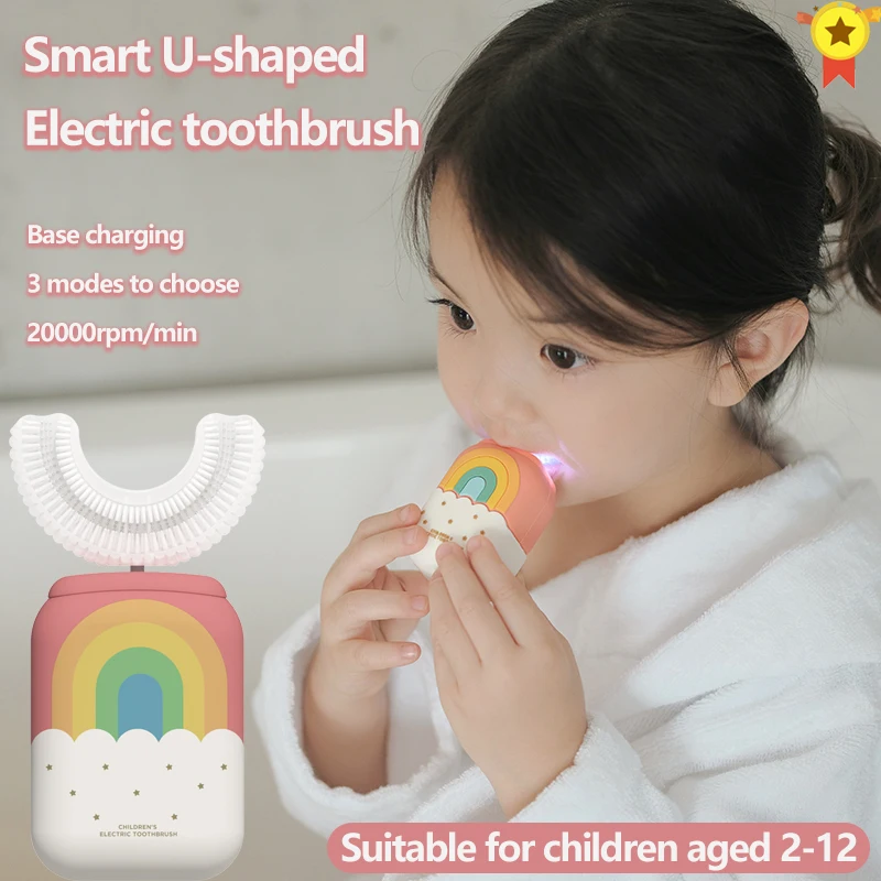 

ET-UC28 360-Degree U-shaped Intelligent Automatic Sonic Electronic Toothbrush Base charging with 3 Modes Timer Blue Light