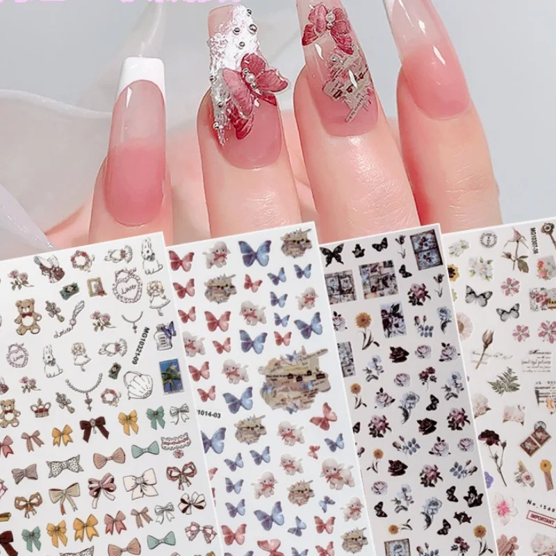 

Nail Art Bow Sticker Cute Bear Waterproof Sheep Toy Kawaii Rabbit Style Hot Flower Butterfly Ice Cube Decoration Children Palace