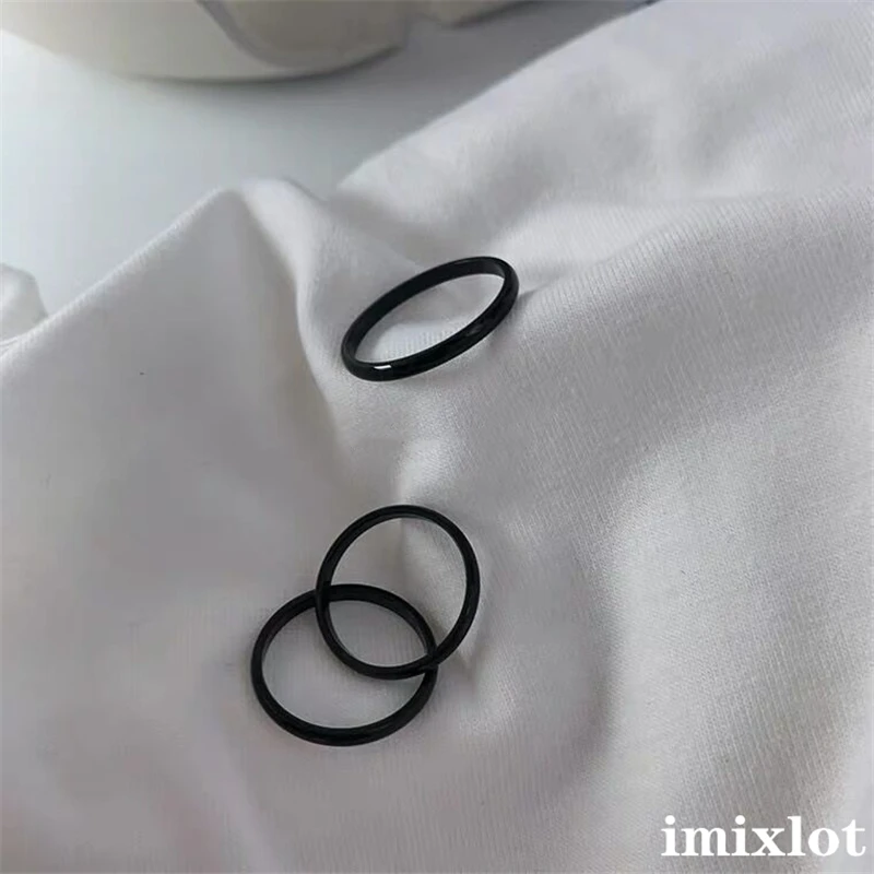 Кольцо женское Kpop черное геометрическое в стиле панк 5 шт. | Украшения и