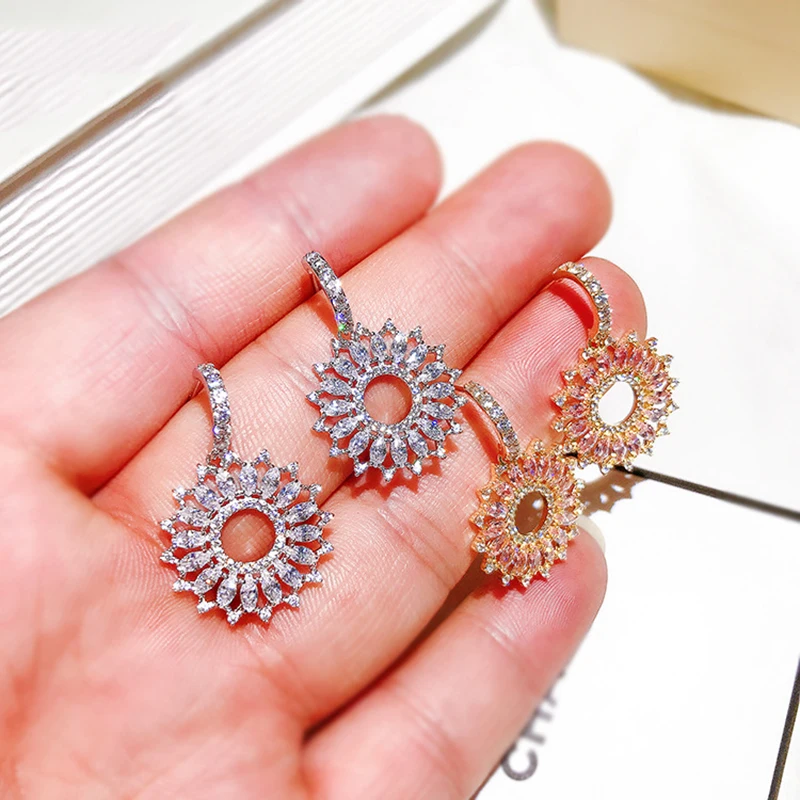 

Hollow rose flower S925 earrings tassel earrings for women 210317-15