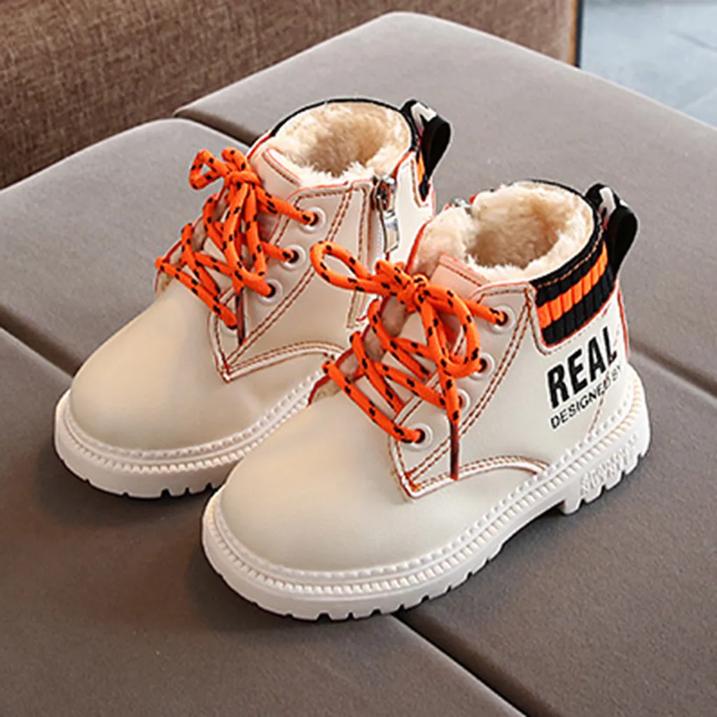 Ботинки на шнуровке для младенцев мальчиков и девочек зимние теплые короткие