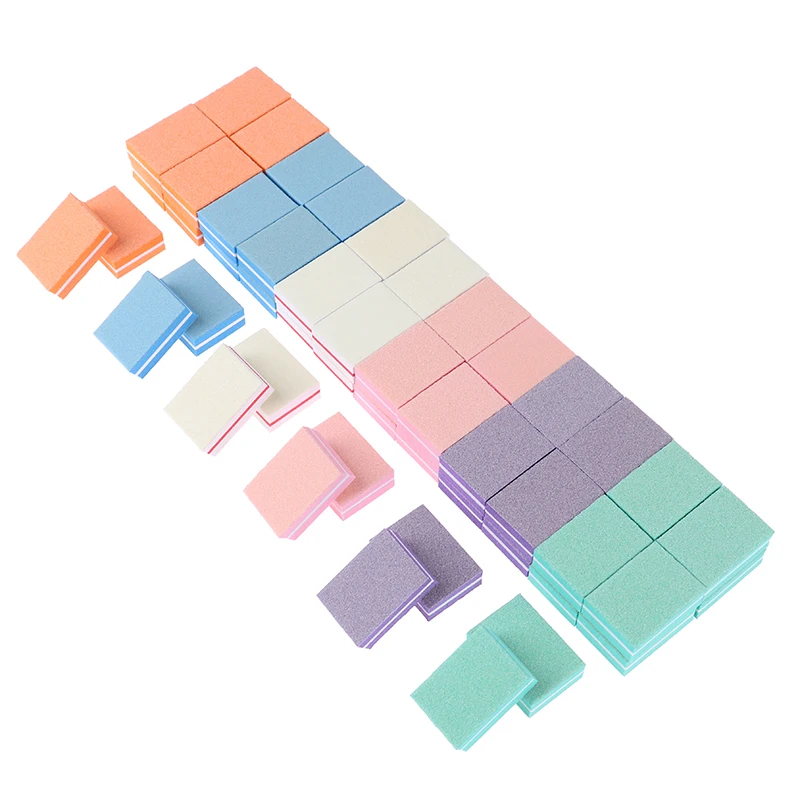 

10pcs Double-sided Mini Nail File Blocks Colorful Sponge Nail Polish Sanding Buffer Strips Polishing Manicure Tools