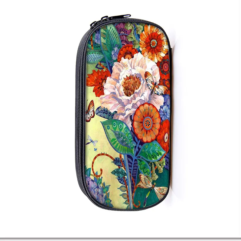 Цветочный чехол для косметики пенал детский школьный женская сумка макияжа