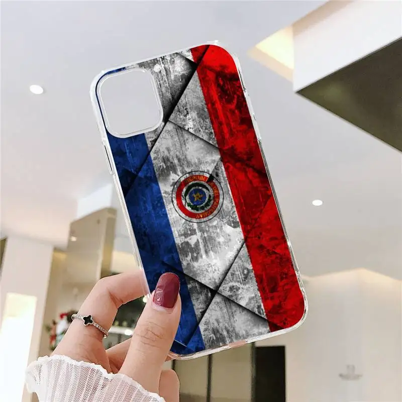 

Paraguay flag Phone Case Transparent for iPhone 11 12 mini pro XS MAX 8 7 6 6S Plus X 5S SE 2020 XR