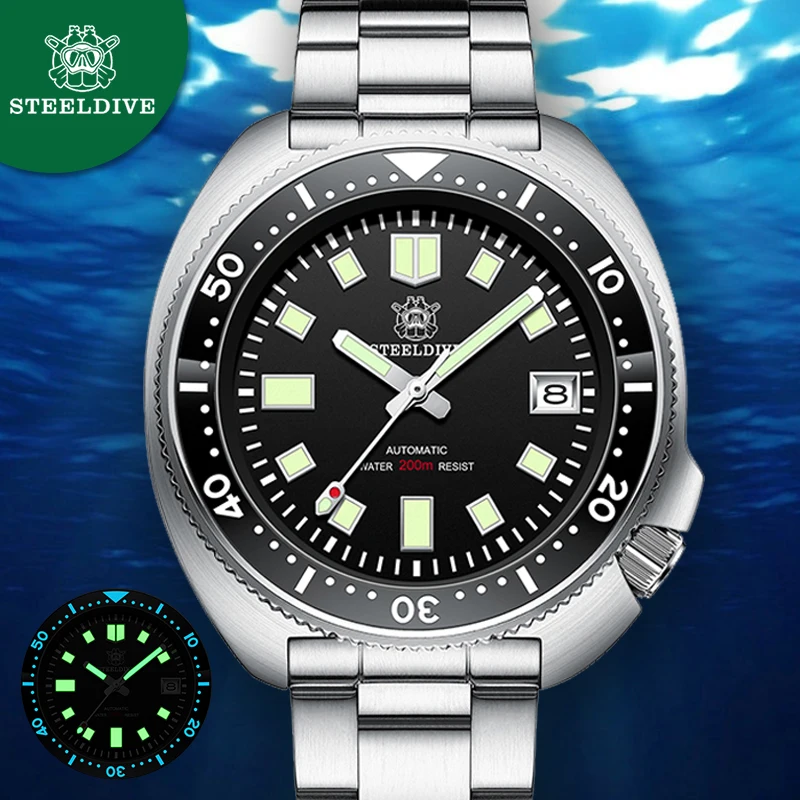 Автоматические часы STEELDIVE NH35 200 м механические для дайвинга роскошные светящиеся