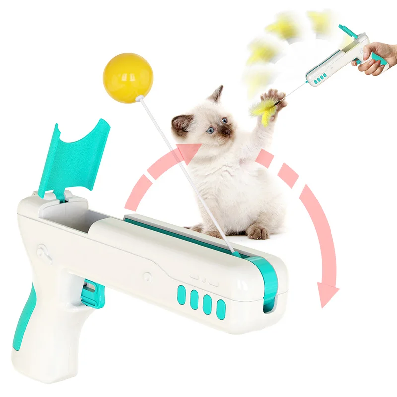 

Funny Interactive Cat Toy With Feather&Ball Original Cat Stick Gun For Kittens Puppies Small Dogs Pet Products Cute Cat Toy