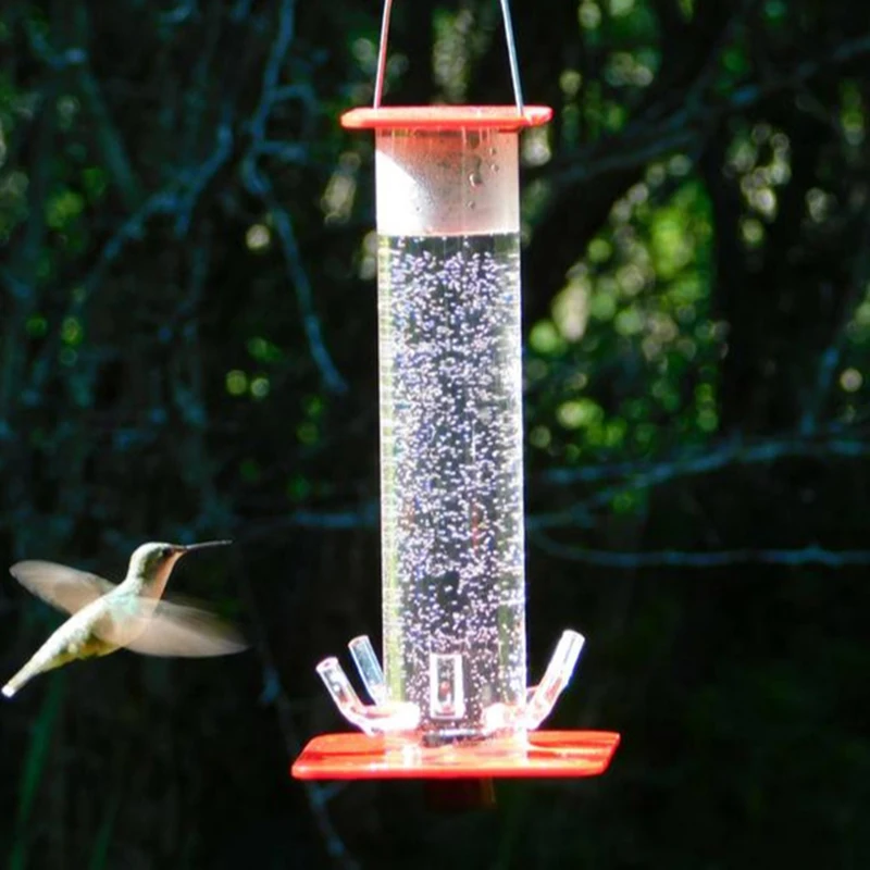 

New Hummingbird Feeder Suspended Long Tube Red Convenient Beautiful Birds Feeder NE