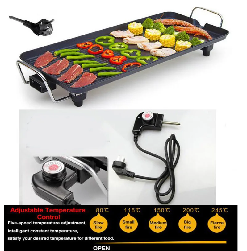 new korean household electric oven smokeless nonstick barbecue machine electric hotplate teppanyaki grilled meat pan 1400w free global shipping
