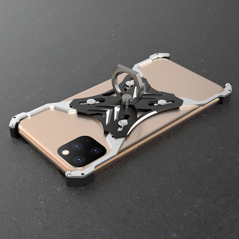 Алюминиевый металлический бампер чехол для iPhone 11 Pro XS MAX X XR жесткое крепление в виде кольца на палец Kickstand чехол для iPhone 11 Pro Max бампер