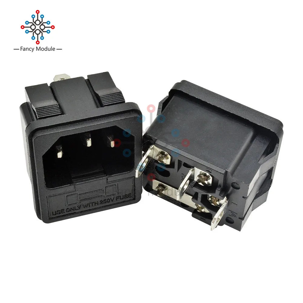5 шт./лот AC 250 В 10A IEC320 C14 Мужской адаптер Железный сердечник 3 клеммы входное гнездо