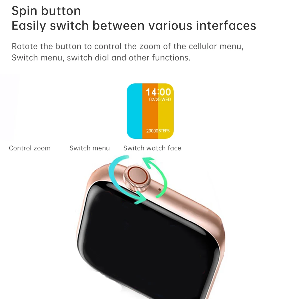 

New Spin Button Watch Faces 1.72 inch T800 IWO 14 Smart Watch Heart Rate ECG Monitor Men Bluetooth Call IWO 13 Women Smartwatch