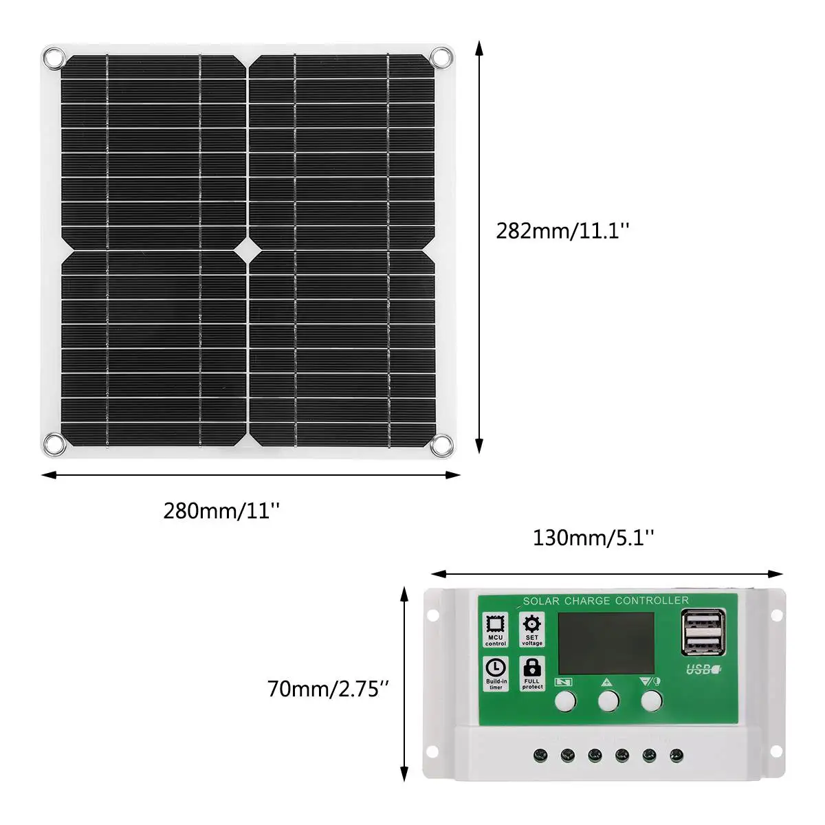 

300W Dual USB Solar Panel with 30A 60A Controller Waterproof Poly Solar Cells Solar Panel for Phone Car Yacht RV Battery Charger