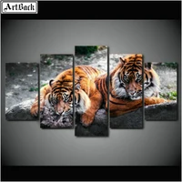 artback five spell diamond painting two tigers water 5d full square drill animal stickers embroidery diamond mosaic art