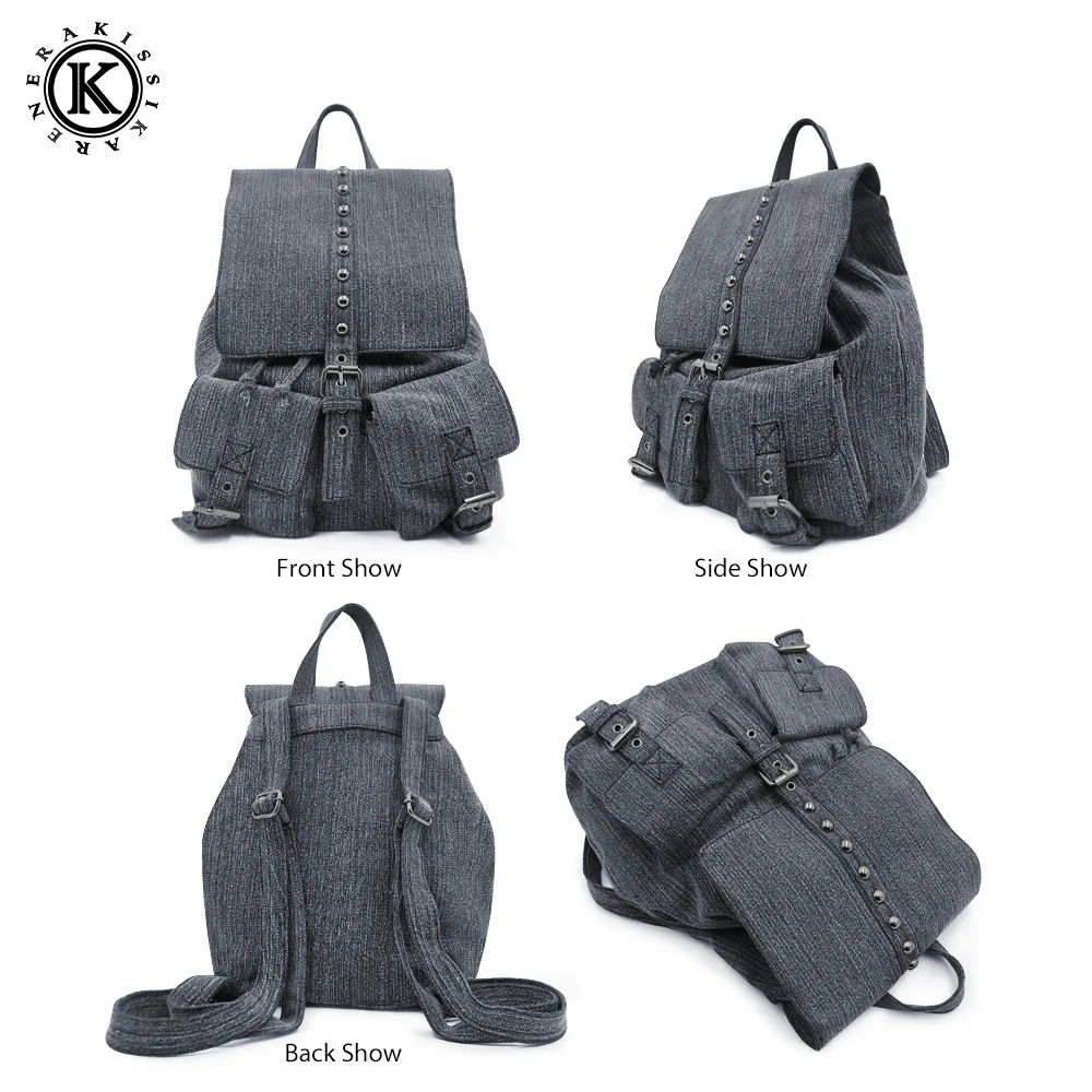 Модные женские джинсовые рюкзаки с карманами и откидной крышкой дорожные