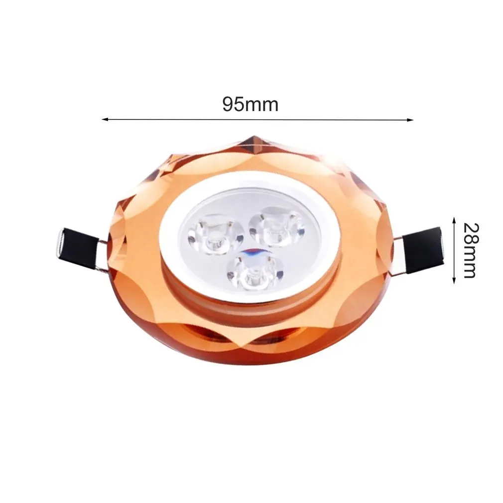 

ICOCO 3W LED Tawny Crystal Panel Light Super Bright Ceiling Lamp Energy-saving Home Decoration Lamp Office Lamp Bull Eye Lamp