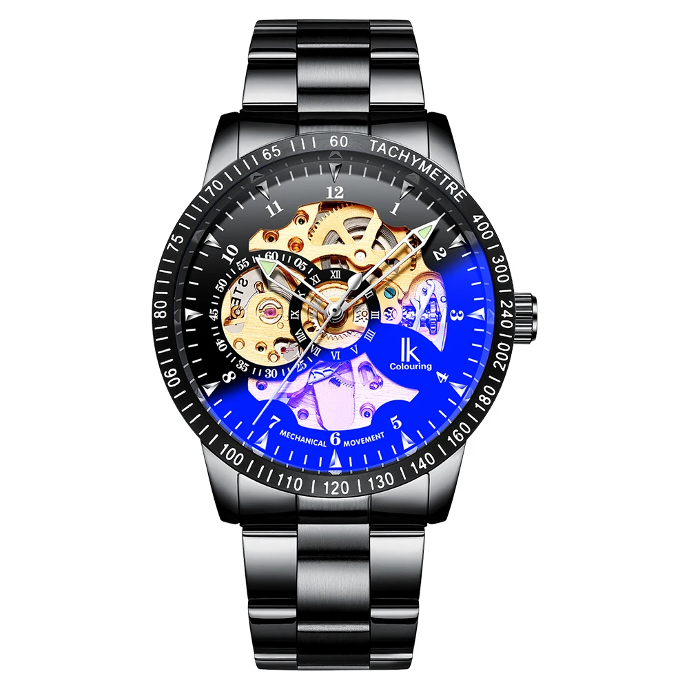 Мужские прозрачные механические наручные часы с браслетом из нержавеющей стали |