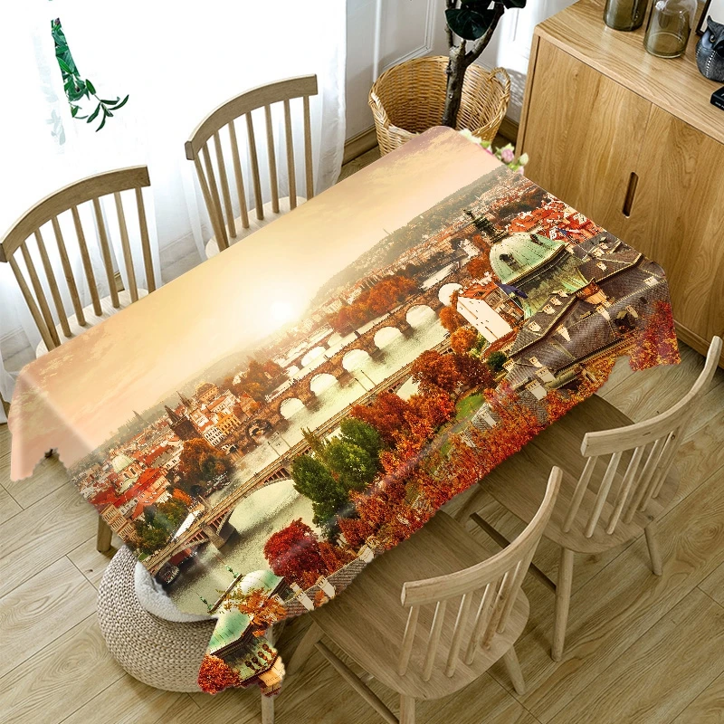 3D сад пейзаж узор цветок замок скатерть утолщаются хлопок прямоугольный/Круглый
