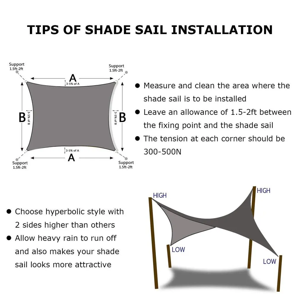 

Quadrangular Sail Sun Shade Sail UV Blockage Structure Designed For Durability Protect From Harmful UV Rays